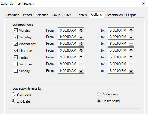 Define custom business hours for Room Mailbox Statistics calculation