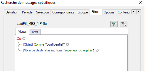 Filtrer les messages par objet et nombre de destinataires