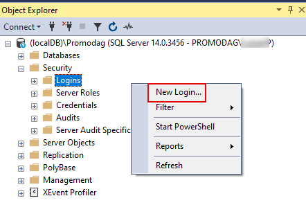 How to create a new login in SSMS