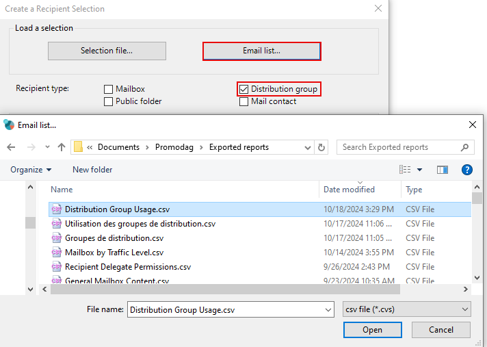 Convert report's CSV output as a selection file