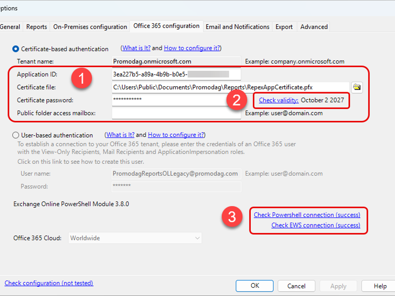 Check Certiticate Validity in Promodag Reports