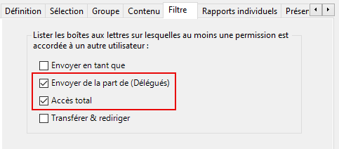 Sélectionnez les autorisations Envoyer de la part de et Accès total des boîtes aux lettres Exchange Online