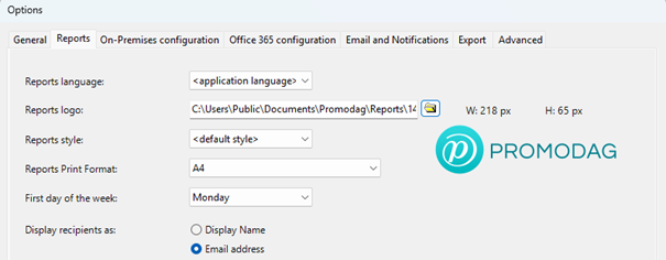 Insert your logo in reports
