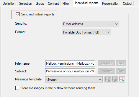 Send individual reports on Exchange Online Mailbox Permissions