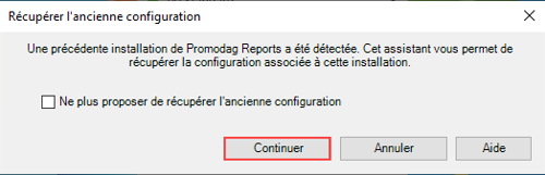 Récupérer la configuration précédente