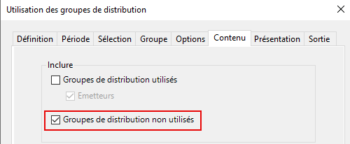 Sélectionnez les groupes de distribution non utilisés