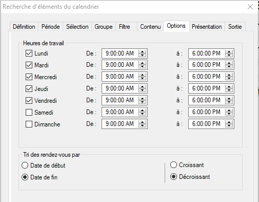 Définir vos heures d'ouvertures dans votre rapport d'utilisation des salles de réunion