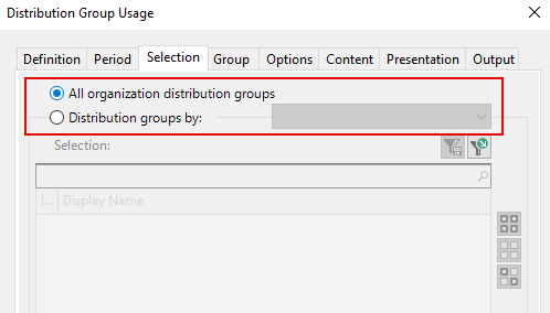 Select part of or all distribution groups