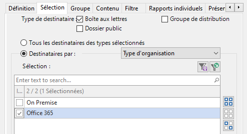 Sélectionnez les boîtes aux lettres d'Office 365 pour un rapport sur les autorisations des boîtes aux lettres Exchange Online