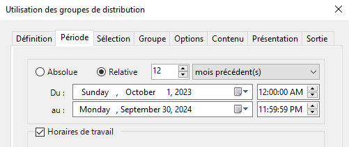 Sélectionnez les 12 mois précédents