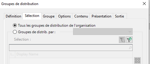 Sélectionnez tout ou partie des groupes de distribution