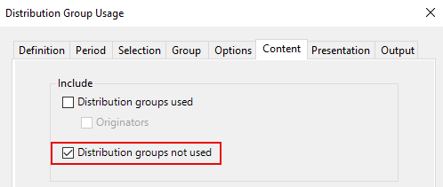 Select unused distribution groups